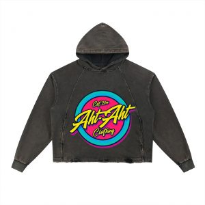 Vintage Washed Frayed-Hem Hoodie