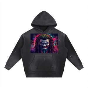 Vintage Washed Frayed Fleece Hoodie