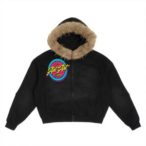 Sun Fade Boxy Detachable Fur Hoodie